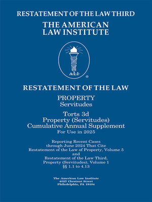 cover image of Restatement of the Law Third, Property (Servitudes)